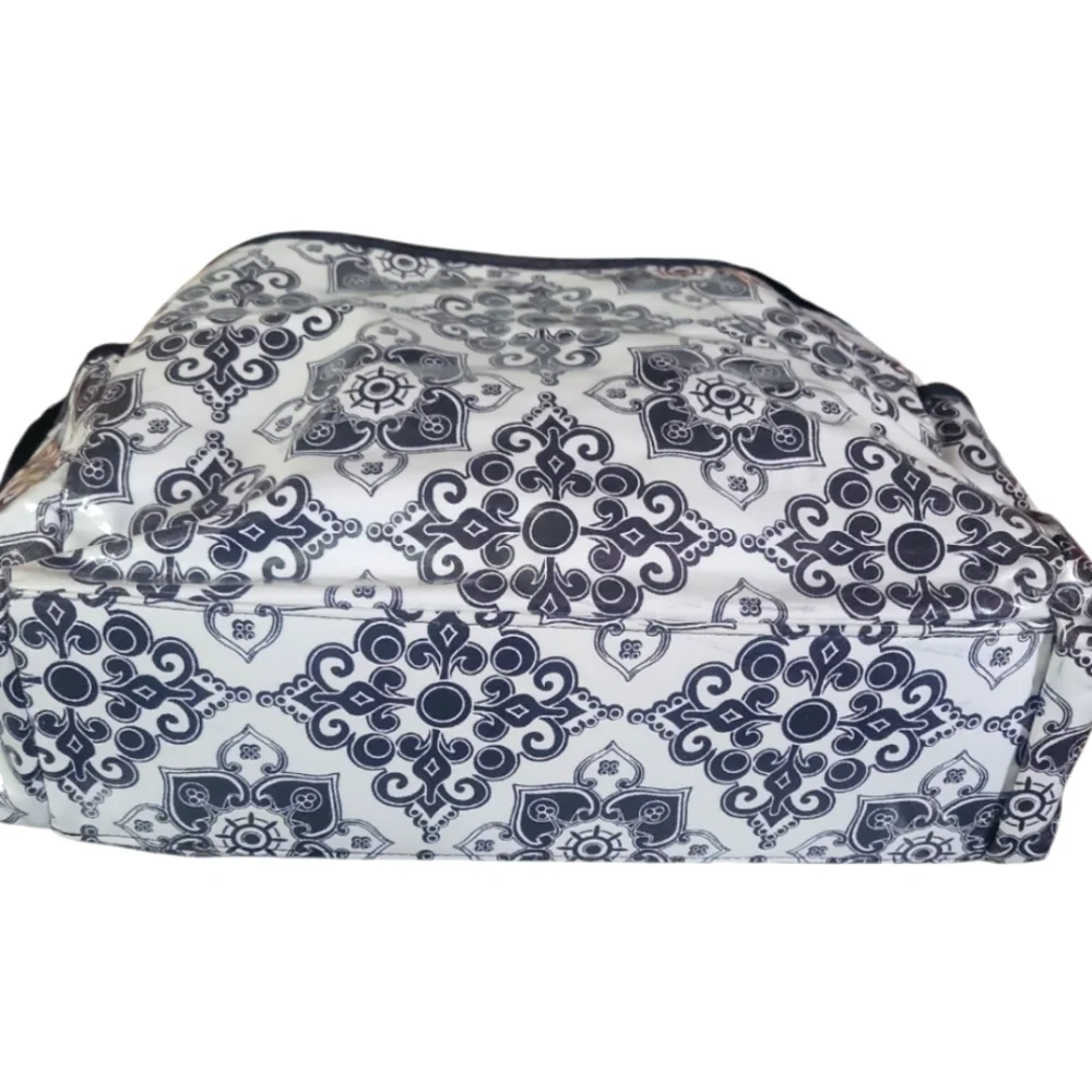 Trend Lab Black and White Floral Baby Diaper Bag Utility Set With Bottle Bag